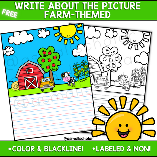 Write About the Picture (Free farm-themed writing prompt)