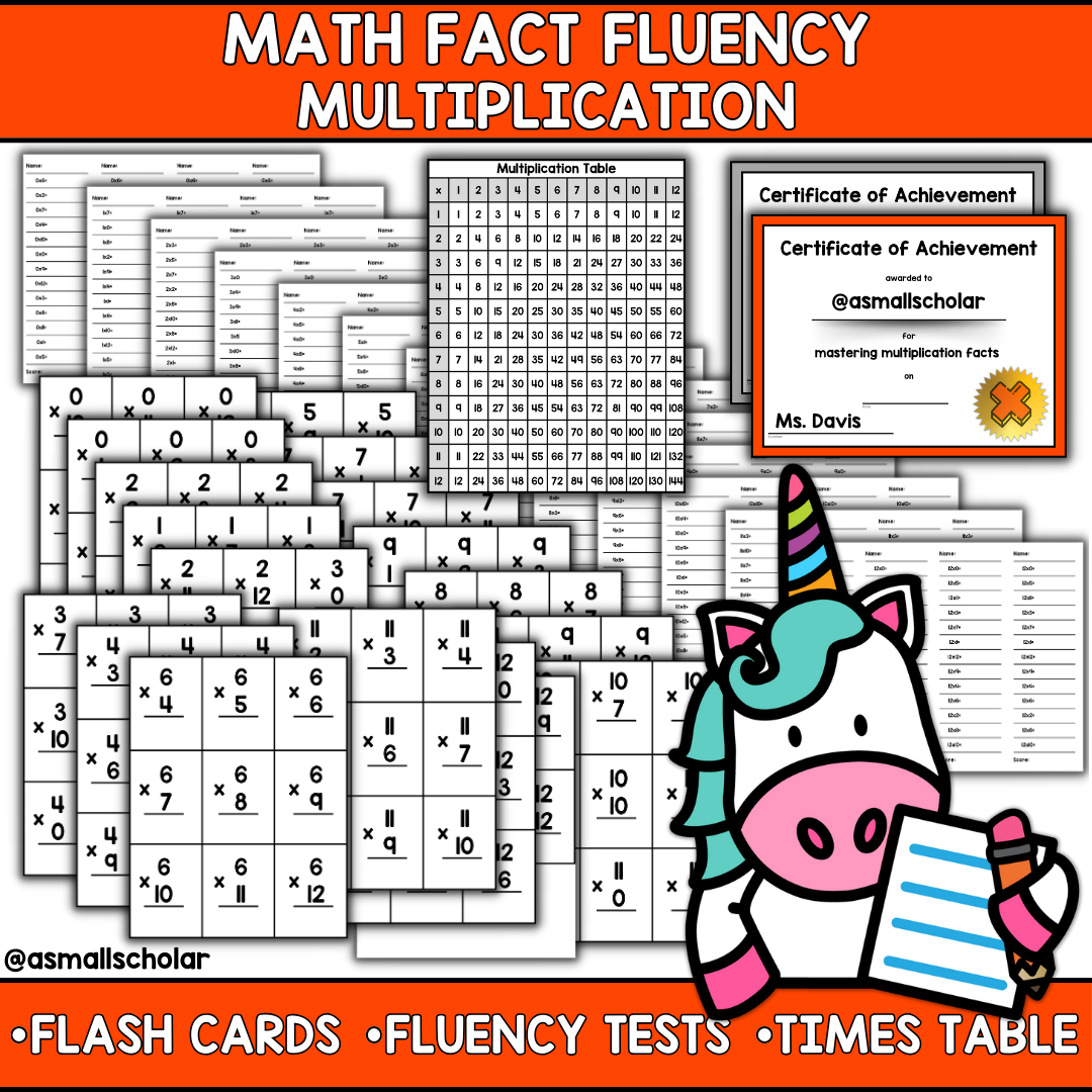Multiplication Fact Fluency - Multiplication Flash Cards - Multiplication Tests