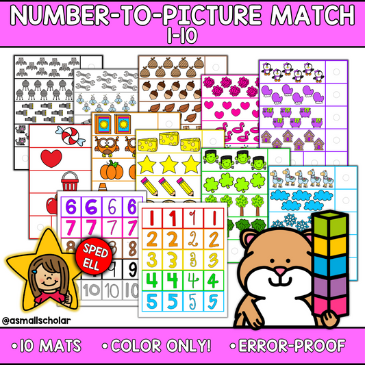 Number to Picture Match for Autism - Number Fluency 1-10