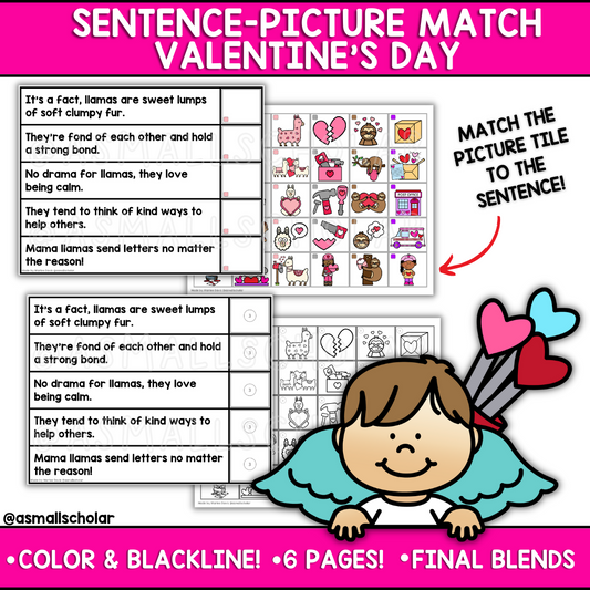 Valentine's Day Sentence Picture Match - Inflected Endings