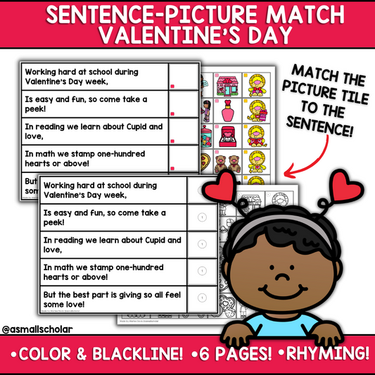 Valentine's Day Sentence Picture Match (Rhyming Sentence Fluency)