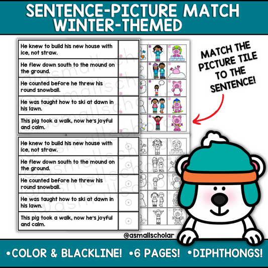 Winter Sentence Picture Match - Diphthongs